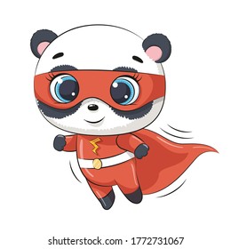 Cute panda super hero. Vector illustration for baby shower, greeting card, party invitation, fashion clothes t-shirt print.