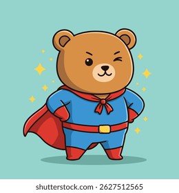 Ilustración linda del icono del Vector de la historieta del superhéroe de Panda. Animal Icon Concept Vector de Premium aislado. Estilo plano de la historieta