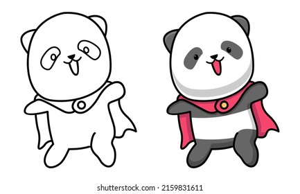 Cute Panda Superhero Coloring Page For Kids