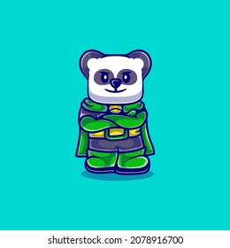 cute panda superhero illustration, suitable for mascot design, t-shirts, and others about superhero panda