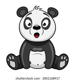 Cute panda. The panda is surprised. Funny baby panda. Vector illustration in cartoon style.