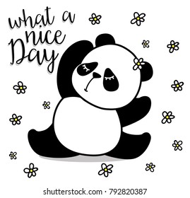 cute panda, sweet character for your design, what a nice day