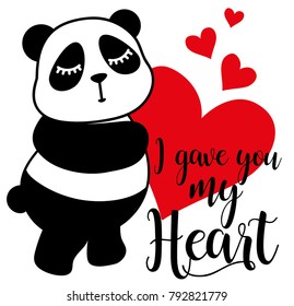 cute panda, sweet character for your designs, I gave you my heart