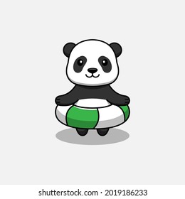 Cute panda swimming with a buoy