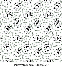 Cute panda swimming kids pattern 