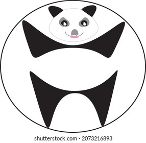 Cute panda symbol in a tiny circle