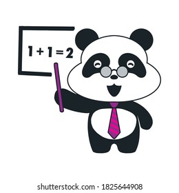 cute panda teacher cartoon illustration