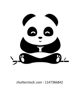 Cute panda Tea.Mascot character illustration logo icon vector.