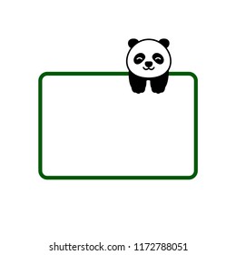 Cute panda with text box, vector illustration