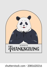 Cute Panda Thanksgiving greeting card. Fully editable vector illustration. using a cute panda illustration.