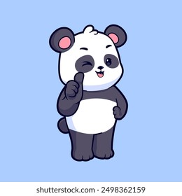 Cute Panda thumbs up cartoon vector icon illustration. Flat style animal cartoon logo mascot