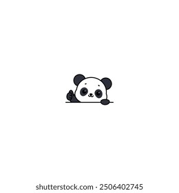Cute panda thumbs up cartoon, vector illustration