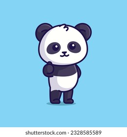 Cute panda thumbs up simple cartoon vector illustration animal nature icon