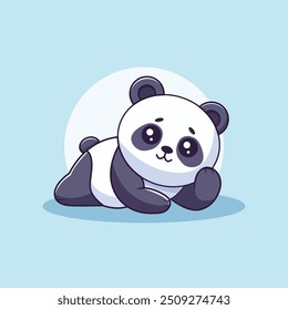 Cute Panda Tired Lay on Floor Cartoon Vector Icon Illustration. Animal Nature Icon Concept Isolated Premium Vector. Flat Cartoon Style
