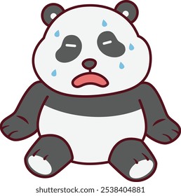 Ilustração de Cute Panda Cansado e Suando