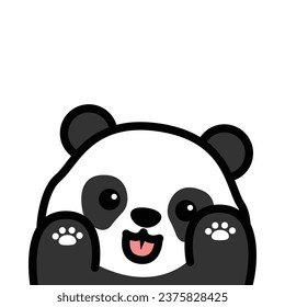 Cute panda tongue out and paws up cartoon, vector illustration, I drew it by myself, It's not AI-generated content.