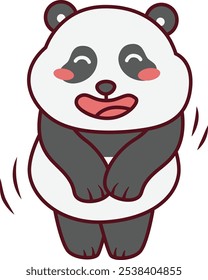 Cute Panda Touching Its Arms and Blushing Illustration
