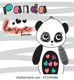 Cute panda with typography vector illustration