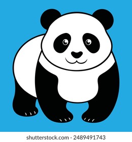 Cute Panda Vector Art Illustration. panda bear vector illustration. Panda Clipart, Cute Animal Set. cute panda illustration vector image. vector illustration. Silhouette.