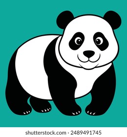 Cute Panda Vector Art Illustration. panda bear vector illustration. Panda Clipart, Cute Animal Set. cute panda illustration vector image. vector illustration. Silhouette.