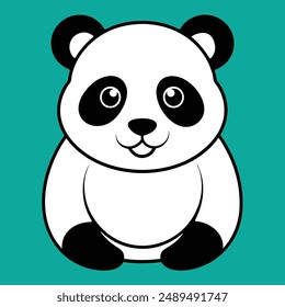 Cute Panda Vector Art Illustration. panda bear vector illustration. Panda Clipart, Cute Animal Set. cute panda illustration vector image. vector illustration. Silhouette.