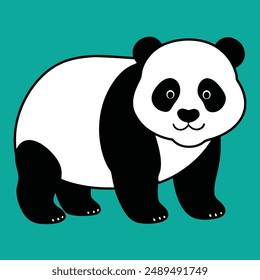 Cute Panda Vector Art Illustration. panda bear vector illustration. Panda Clipart, Cute Animal Set. cute panda illustration vector image. vector illustration. Silhouette.