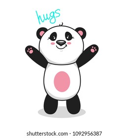 Cute Panda vector character, colorfull illustration panda, vector illustration with text.