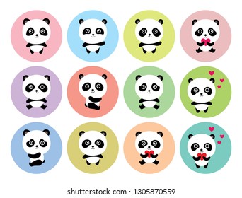 Cute Panda Vector Collection Stock Vector (Royalty Free) 1305870559 ...