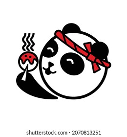 Cute panda vector holding takoyaki. Good to use as food logo.