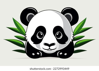 Cute Panda. Vector Icon Cartoon Character. Wildlife Animal Logo Design