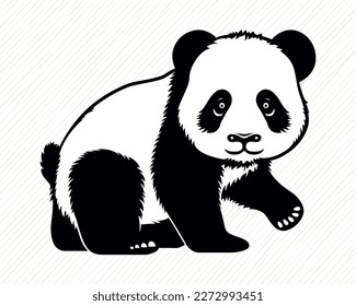 Cute Panda. Vector Icon Cartoon Character. Wildlife Animal Logo Design