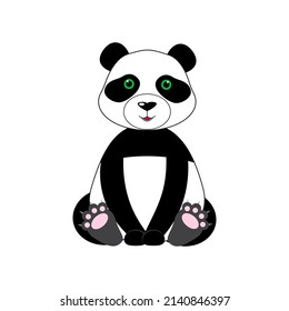 Cute Panda. Vector Icon Illustration. Panda Mascot Cartoon Character. Animal Icon Concept White Isolated. Flat Cartoon Style Suitable for Web Landing Page, Banner, Flyer, Sticker, Card