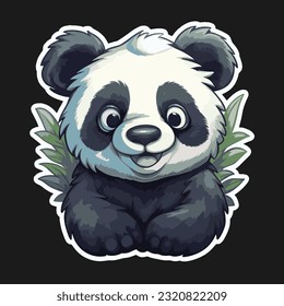Cute Panda Vector Icon sticker Illustration. Panda Character. Cartoon Style sticker for Web Landing Page, Banner, Flyer, Sticker, Card.