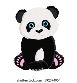 Vector Realistic Sketch Cute Sitting Panda Stock Vector (Royalty Free ...