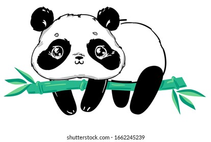 Cute Panda Vector illustration. Children's print for t-shirt. 