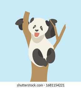 cute panda vector illustration. Funny Lazy Logo Panda animal Logo gram concept icon.