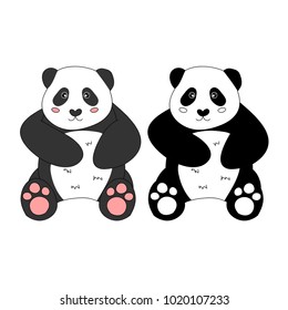 Cute Panda. Vector Illustration. isolated on White Background.