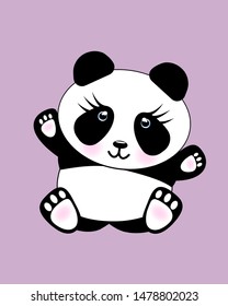 Cute panda
Vector illustration isolated on a blue background.