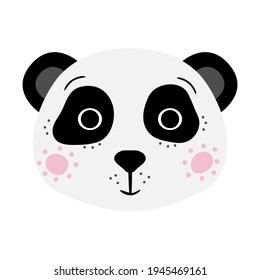 Cute panda. Vector illustration, isolated on a green background. Scandinavian style flat design. Concept for children print.
