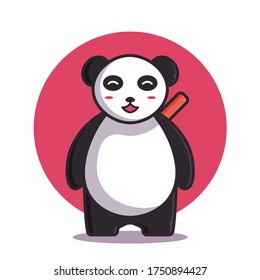 Cute Panda Vector Illustration. Ninja Panda Logo. Flat Cartoon Style