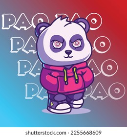 Cute Panda Vector Illustration With Text For Multiple Use e.t.c T-Shirt, Hoodies, Stickers And Other