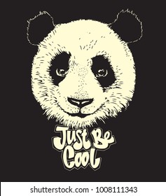 Cute panda vector illustration, t-shirt design print