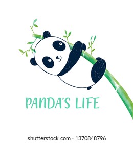 Cute panda vector illustration for t-shirt design with slogan. Vector illustration design for fashion fabrics, textile graphics, prints.