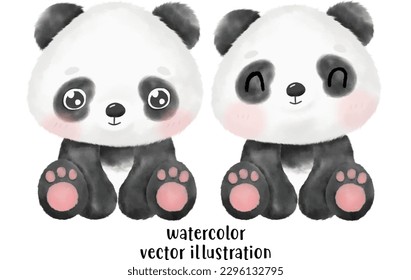 Ilustración de vectores de panda cúrcuta, animal acuarela, acuarela panda, animal lindo, panda lindo