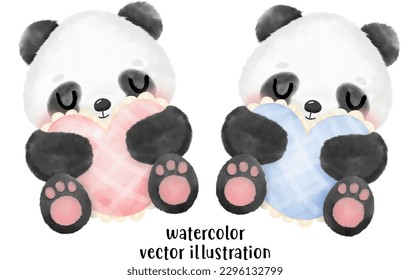 Cute Panda Vector Illustration, Watercolor Animal, Animal Watercolor, Panda watercolor, cute animal, cute panda