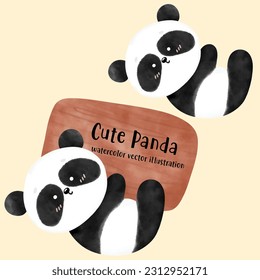 Cute Panda, Panda vector, Panda illustration, watercolor animal, baby panda