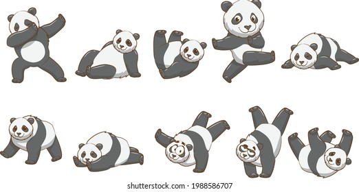 Cute panda vector illustration with white background. For baby card or birthday card.