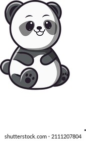 cute panda vector (logo, tattoo, mascot) copy space