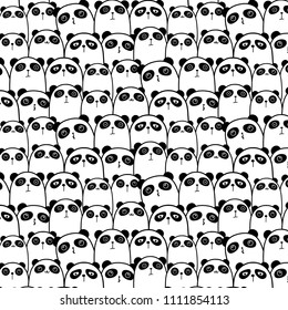 Cute Panda Vector Pattern Background. Vector Illustration.