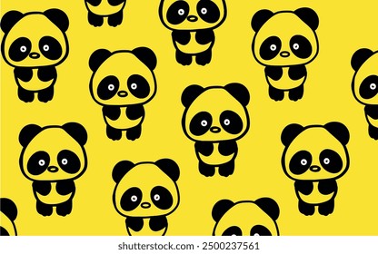 Fondo lindo del patrón del Vector del panda. Estampado de pandas para niños sobre fondo blanco. Fondo de pantalla de panda de dibujos animados. Vector de arte Panda. Patrón con animales. Arte lindo de los animales.